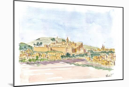 Gozo Ghawdex Malta Victoria Rabat Old Town Skyline and Citadel-M. Bleichner-Mounted Art Print