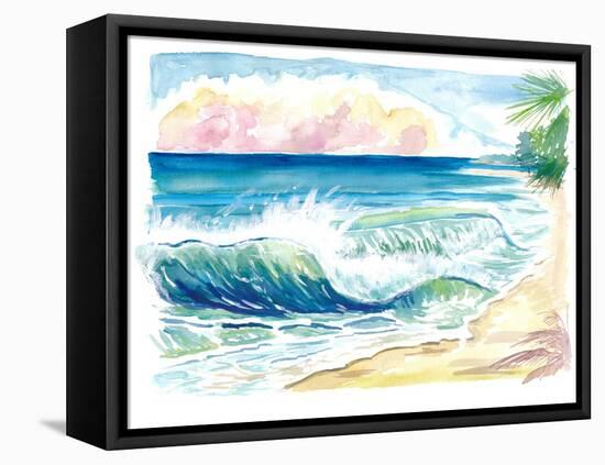 Grace Bay Beach Waves on Tropical Provo Island Turks and Caicos-M. Bleichner-Framed Stretched Canvas