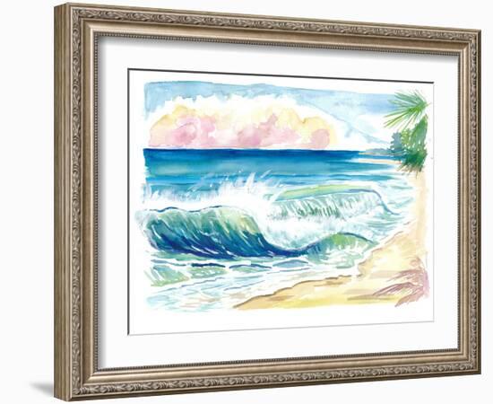 Grace Bay Beach Waves on Tropical Provo Island Turks and Caicos-M. Bleichner-Framed Art Print