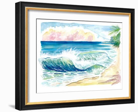 Grace Bay Beach Waves on Tropical Provo Island Turks and Caicos-M. Bleichner-Framed Art Print