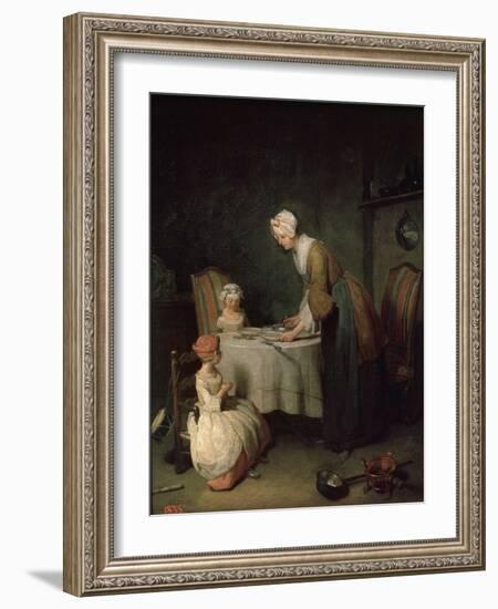 Grace before Dinner (Le Bénédicit), 1744-Jean-Baptiste Simeon Chardin-Framed Giclee Print