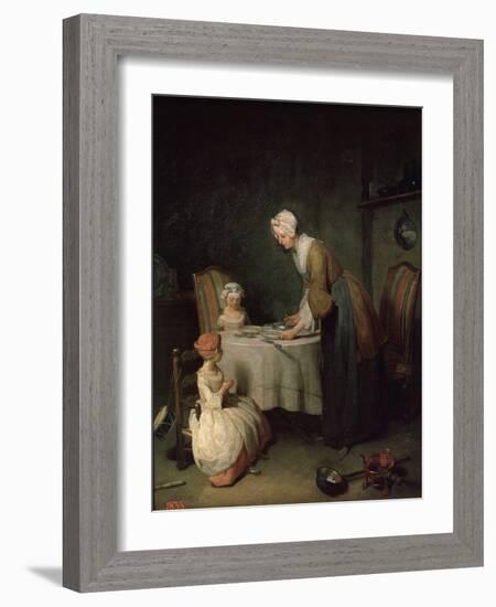 Grace before Dinner (Le Bénédicit), 1744-Jean-Baptiste Simeon Chardin-Framed Giclee Print