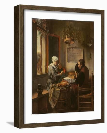 Grace Before Meat, 1660-Jan Havicksz. Steen-Framed Giclee Print