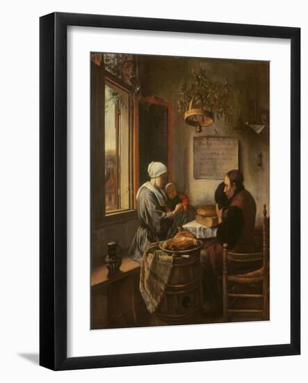 Grace Before Meat, 1660-Jan Havicksz. Steen-Framed Giclee Print