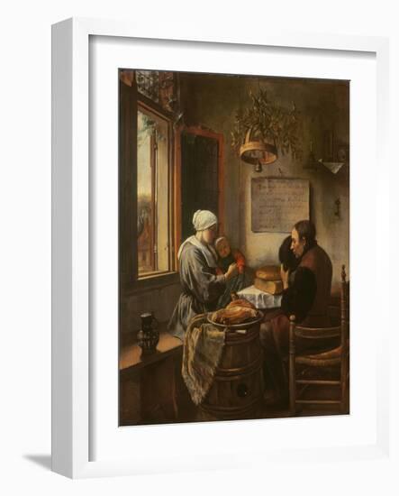 Grace Before Meat, 1660-Jan Havicksz. Steen-Framed Giclee Print