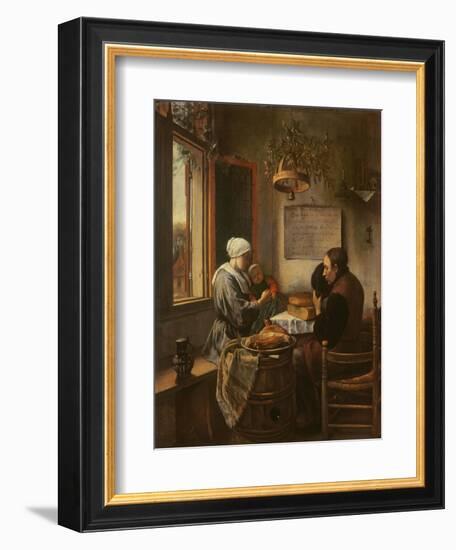 Grace Before Meat, 1660-Jan Havicksz. Steen-Framed Giclee Print