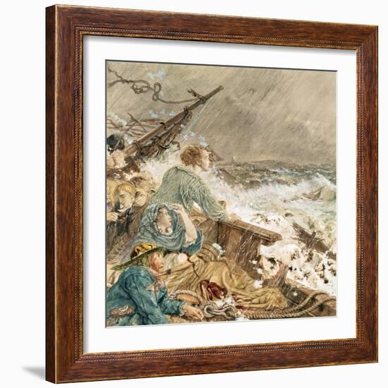 Grace Darling and Her Father Saving the Shipwrecked Crew, 17th September 1838-William Bell Scott-Framed Giclee Print