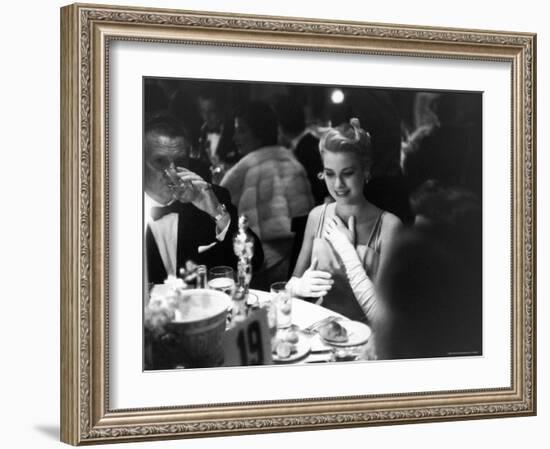 Grace Kelly Sitting at Romanoff's-George Silk-Framed Premium Photographic Print