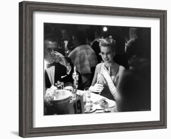 Grace Kelly Sitting at Romanoff's-George Silk-Framed Premium Photographic Print