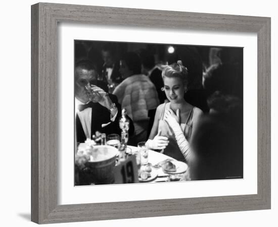 Grace Kelly Sitting at Romanoff's-George Silk-Framed Premium Photographic Print