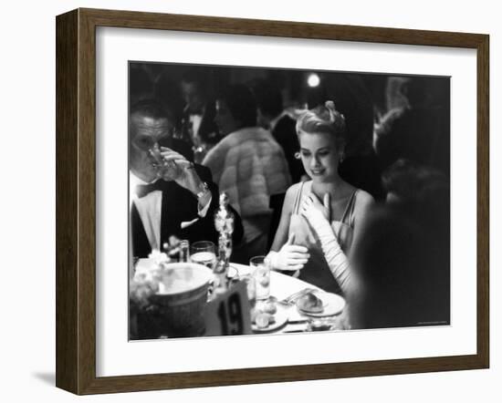 Grace Kelly Sitting at Romanoff's-George Silk-Framed Premium Photographic Print