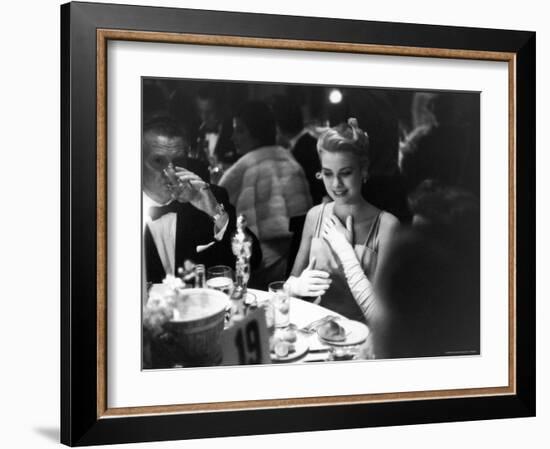 Grace Kelly Sitting at Romanoff's-George Silk-Framed Premium Photographic Print