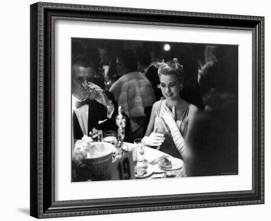 Grace Kelly Sitting at Romanoff's-George Silk-Framed Premium Photographic Print
