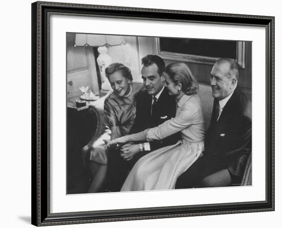 Grace Kelly with Her Fiance Prince Rainier During Announcement of the Engagement at Home-Howard Sochurek-Framed Premium Photographic Print