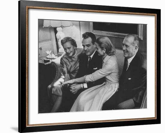 Grace Kelly with Her Fiance Prince Rainier During Announcement of the Engagement at Home-Howard Sochurek-Framed Premium Photographic Print