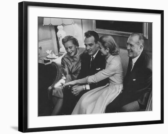 Grace Kelly with Her Fiance Prince Rainier During Announcement of the Engagement at Home-Howard Sochurek-Framed Premium Photographic Print