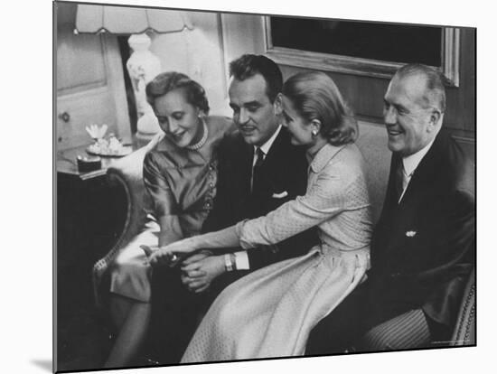 Grace Kelly with Her Fiance Prince Rainier During Announcement of the Engagement at Home-Howard Sochurek-Mounted Premium Photographic Print