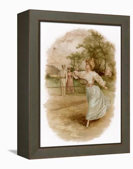 Graceful Backhand in a Victorian Garden-Ellen H. Clapsaddle-Framed Stretched Canvas