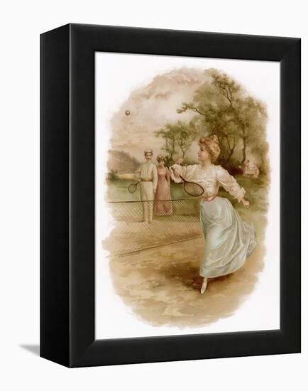 Graceful Backhand in a Victorian Garden-Ellen H. Clapsaddle-Framed Stretched Canvas