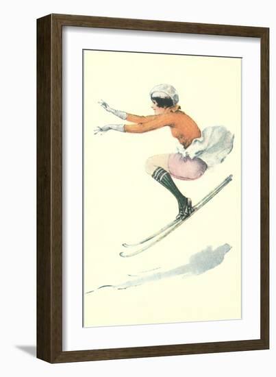 Graceful Lady Skiing Moguls-null-Framed Art Print