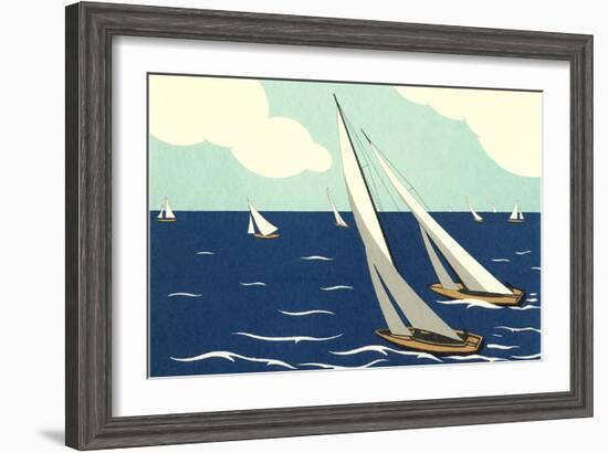 Graceful Racing Sailboats-null-Framed Art Print