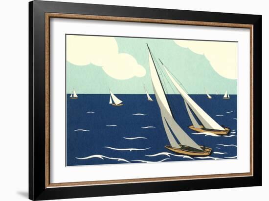 Graceful Racing Sailboats-null-Framed Art Print