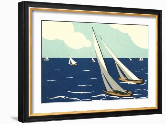 Graceful Racing Sailboats-null-Framed Art Print