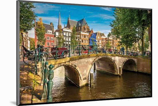 Gracht Canal Bridge Amsterdam-null-Mounted Art Print