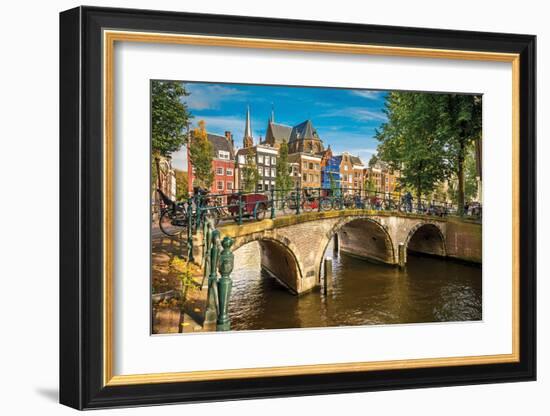 Gracht Canal Bridge Amsterdam-null-Framed Art Print