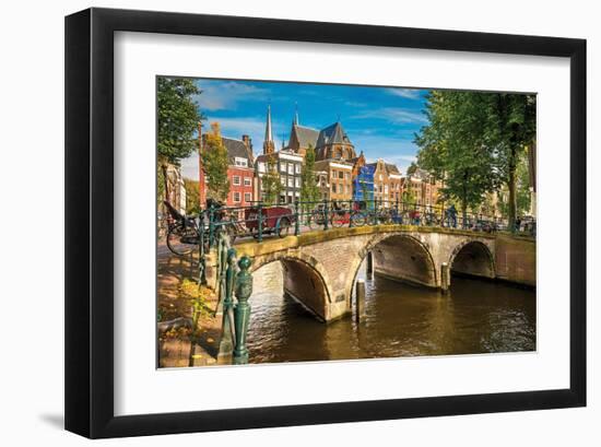 Gracht Canal Bridge Amsterdam-null-Framed Art Print