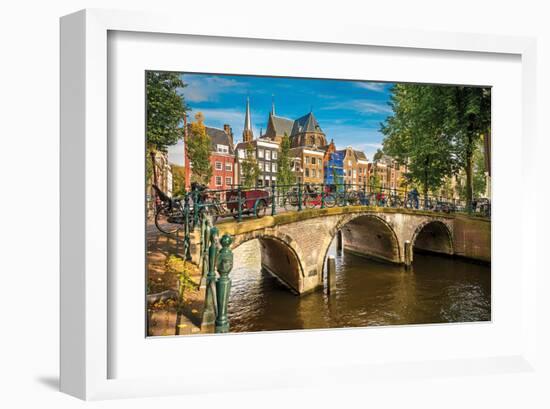 Gracht Canal Bridge Amsterdam-null-Framed Art Print