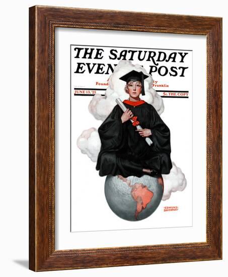 "Graduate on Top of the World," Saturday Evening Post Cover, June 13, 1925-Edmund Davenport-Framed Premium Giclee Print