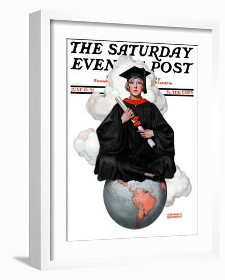 "Graduate on Top of the World," Saturday Evening Post Cover, June 13, 1925-Edmund Davenport-Framed Premium Giclee Print