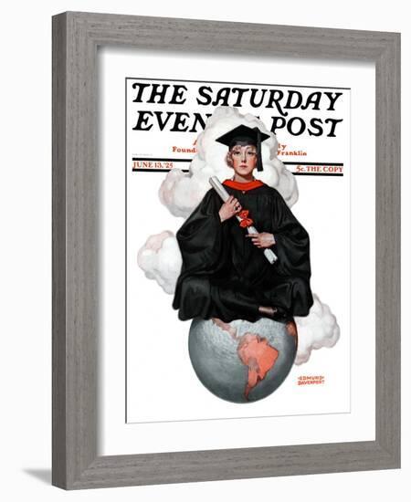 "Graduate on Top of the World," Saturday Evening Post Cover, June 13, 1925-Edmund Davenport-Framed Giclee Print