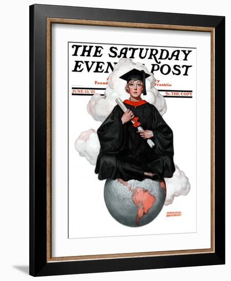 "Graduate on Top of the World," Saturday Evening Post Cover, June 13, 1925-Edmund Davenport-Framed Giclee Print
