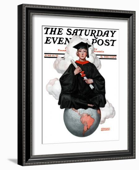 "Graduate on Top of the World," Saturday Evening Post Cover, June 13, 1925-Edmund Davenport-Framed Giclee Print