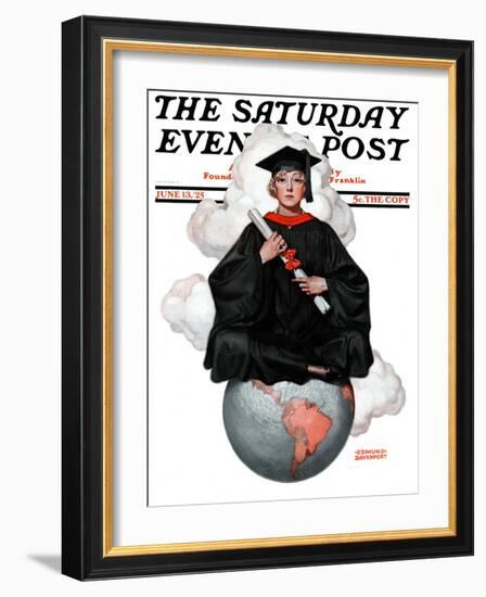 "Graduate on Top of the World," Saturday Evening Post Cover, June 13, 1925-Edmund Davenport-Framed Giclee Print