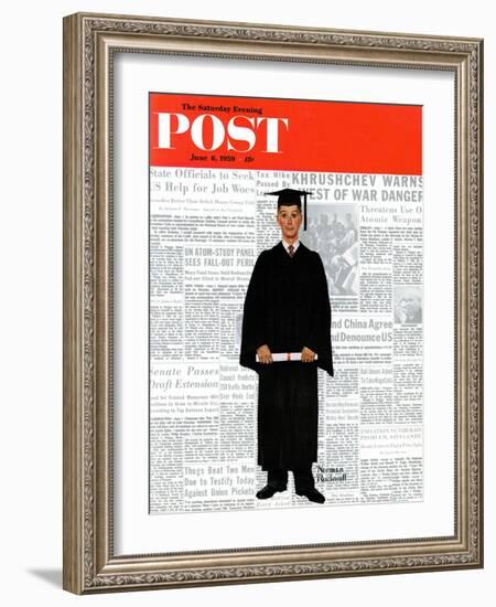 "Graduate" Saturday Evening Post Cover, June 6,1959-Norman Rockwell-Framed Giclee Print