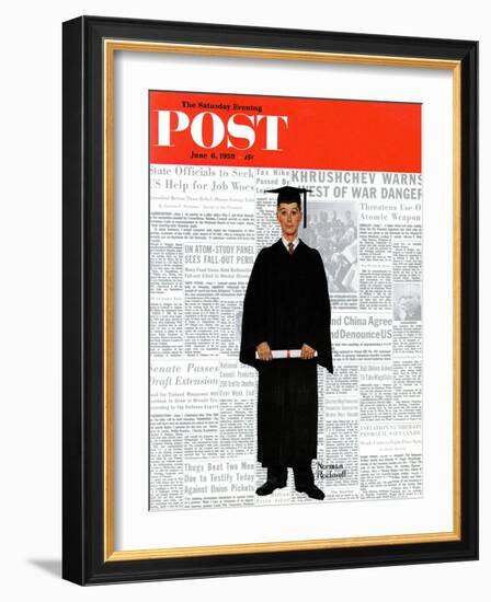 "Graduate" Saturday Evening Post Cover, June 6,1959-Norman Rockwell-Framed Giclee Print