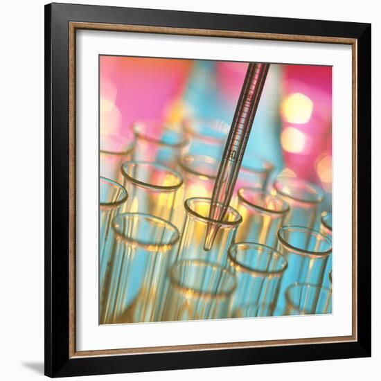 Graduated Pipette And Test Tubes-Tek Image-Framed Premium Photographic Print