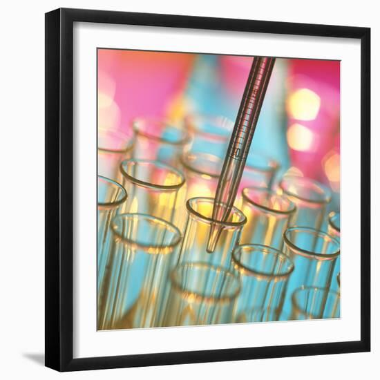 Graduated Pipette And Test Tubes-Tek Image-Framed Premium Photographic Print