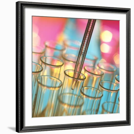 Graduated Pipette And Test Tubes-Tek Image-Framed Photographic Print