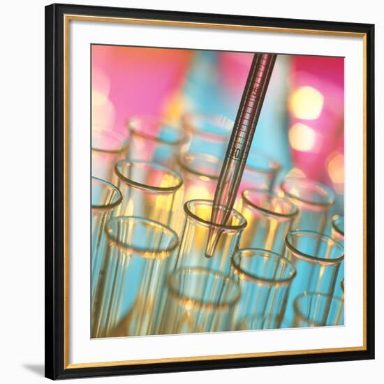 Graduated Pipette And Test Tubes-Tek Image-Framed Photographic Print