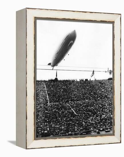 Graf Zeppelin Passing Low over Wembley Stadium During FA Cup Final Where Arsenal Beat Huddersfield-null-Framed Premier Image Canvas