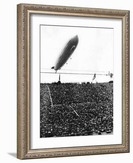 Graf Zeppelin Passing Low over Wembley Stadium During FA Cup Final Where Arsenal Beat Huddersfield-null-Framed Photographic Print
