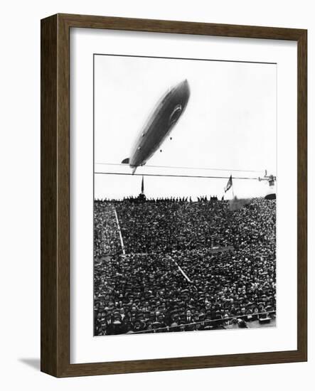 Graf Zeppelin Passing Low over Wembley Stadium During FA Cup Final Where Arsenal Beat Huddersfield-null-Framed Photographic Print