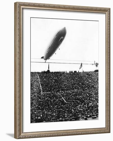 Graf Zeppelin Passing Low over Wembley Stadium During FA Cup Final Where Arsenal Beat Huddersfield-null-Framed Photographic Print