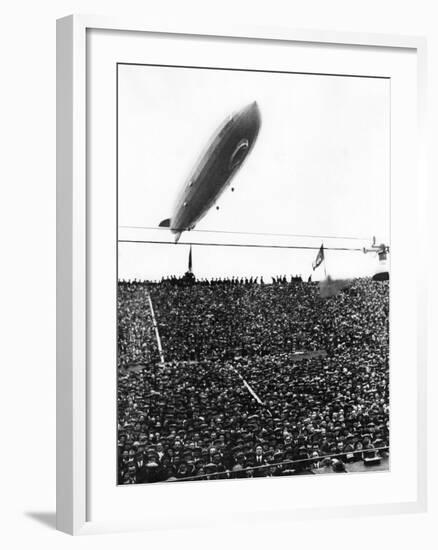 Graf Zeppelin Passing Low over Wembley Stadium During FA Cup Final Where Arsenal Beat Huddersfield-null-Framed Photographic Print