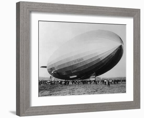 Graf Zeppelin People Mill Around as the Airship Prepares for Take Off-null-Framed Photographic Print