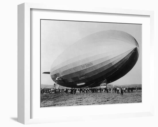 Graf Zeppelin People Mill Around as the Airship Prepares for Take Off-null-Framed Photographic Print